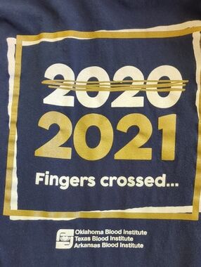 Blood Drive T-After Covid 2020-2021 'Fingers Crossed' T-shirt Size L